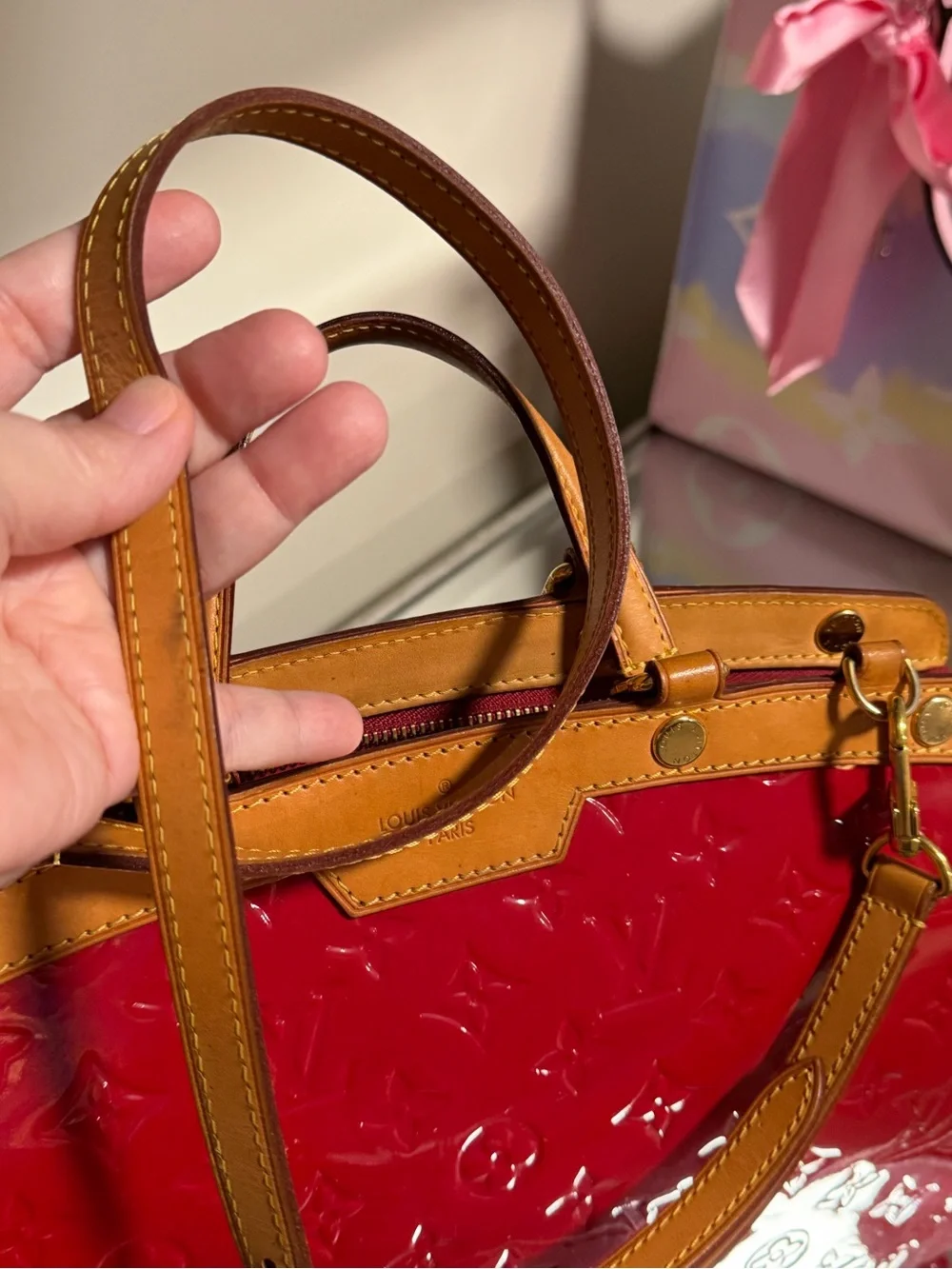 Louis Vuitton Vernis Brea MM Red Pomme D’Amour COA